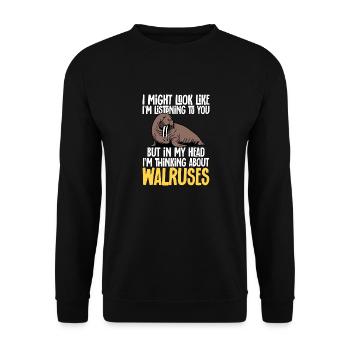 Walross - Unisex Pullover - Schwarz - Vorne - Alina (178cm) & Michal (187cm)