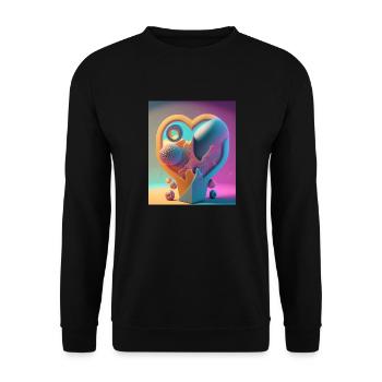 Heart Carved in Stone: Abstract Explosion of Color - Unisex Sweatshirt - black - Front - Alina (178cm) & Michal (187cm)