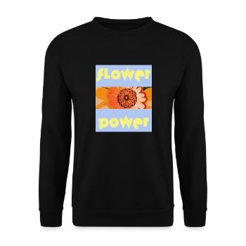 Ciel bleu : Flower Power avec fleur d’oranger - Sweat-shirt Unisexe - noir - Devant - Alina (178cm) & Michal (187cm)