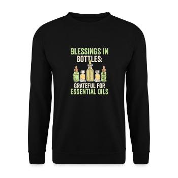 Blessings in Bottles: Grateful for Essential Oils - Unisex Sweatshirt - black - Front - Alina (178cm) & Michal (187cm)