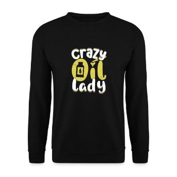 Crazy Oil Lady Huile Essentielle Guérison Naturelle - Sweat-shirt Unisexe - noir - Devant - Alina (178cm) & Michal (187cm)