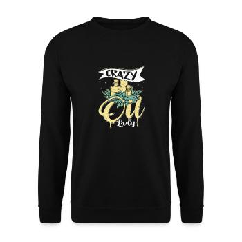 Crazy Oil Lady Natural Healing Essential Oil - Unisex Sweatshirt - black - Front - Alina (178cm) & Michal (187cm)