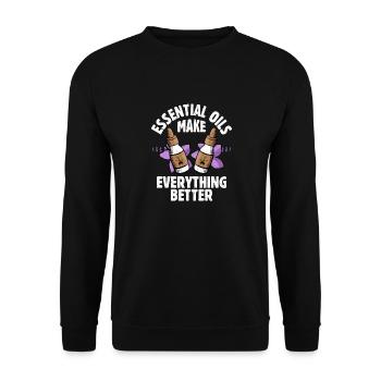 Essential Oils Make Everything Better Natural Heal - Unisex Sweatshirt - black - Front - Alina (178cm) & Michal (187cm)