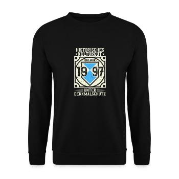 Baujahr 1997 Geboren, Geburtstag Jahrgang 1997 - Unisex Pullover - Schwarz - Vorne - Alina (178cm) & Michal (187cm)