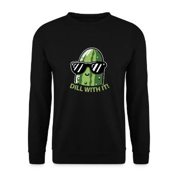 Dill mit lustiger Gurkengurke - Unisex Pullover - Schwarz - Vorne - Alina (178cm) & Michal (187cm)