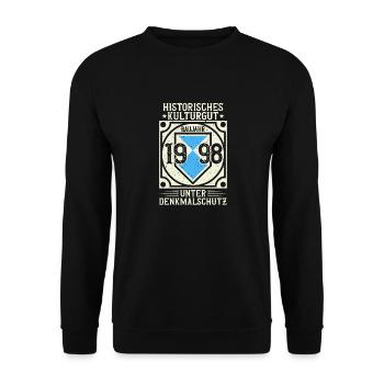 Baujahr 1998 Geboren, Geburtstag Jahrgang 1998 - Unisex Pullover - Schwarz - Vorne - Alina (178cm) & Michal (187cm)