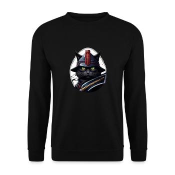 Ninja Cat - Samurai Kitten - Unisex Sweatshirt - black - Front - Alina (178cm) & Michal (187cm)
