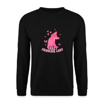 Crazy Frenchie Lady French Bulldog Owner - Unisex Pullover - Schwarz - Vorne - Alina (178cm) & Michal (187cm)