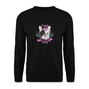 Crazy Frenchie Lady Owner French Bulldog - Unisex Sweatshirt - black - Front - Alina (178cm) & Michal (187cm)
