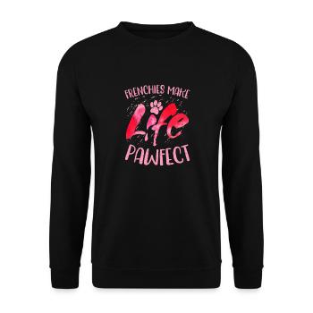 Frenchies Make Life Pawfect Owner French Bulldog - Unisex Sweatshirt - black - Front - Alina (178cm) & Michal (187cm)