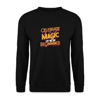 Célébrez la magie des nouveaux départs Impression artistique - Sweat-shirt Unisexe - noir - Devant - Alina (178cm) & Michal (187cm)