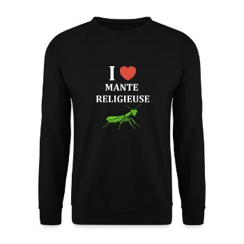 Humour insecte Mante religieuse - Sweat-shirt Unisexe - noir - Devant - Alina (178cm) & Michal (187cm)
