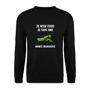 Humour insecte Mante religieuse - Sweat-shirt Unisexe - noir - Devant - Alina (178cm) & Michal (187cm)