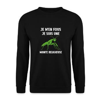 Humour insecte Mante religieuse - Sweat-shirt Unisexe - noir - Devant - Alina (178cm) & Michal (187cm)