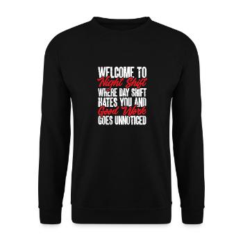 Night Shift Nurse - Unisex Sweatshirt - black - Front - Alina (178cm) & Michal (187cm)