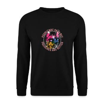 People Are Okay But Frenchies Dog Owner French Bul - Unisex Pullover - Schwarz - Vorne - Alina (178cm) & Michal (187cm)
