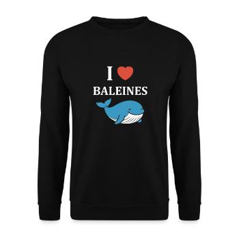 Baleines bleu Amour baleine - Sweat-shirt Unisexe - noir - Devant - Alina (178cm) & Michal (187cm)