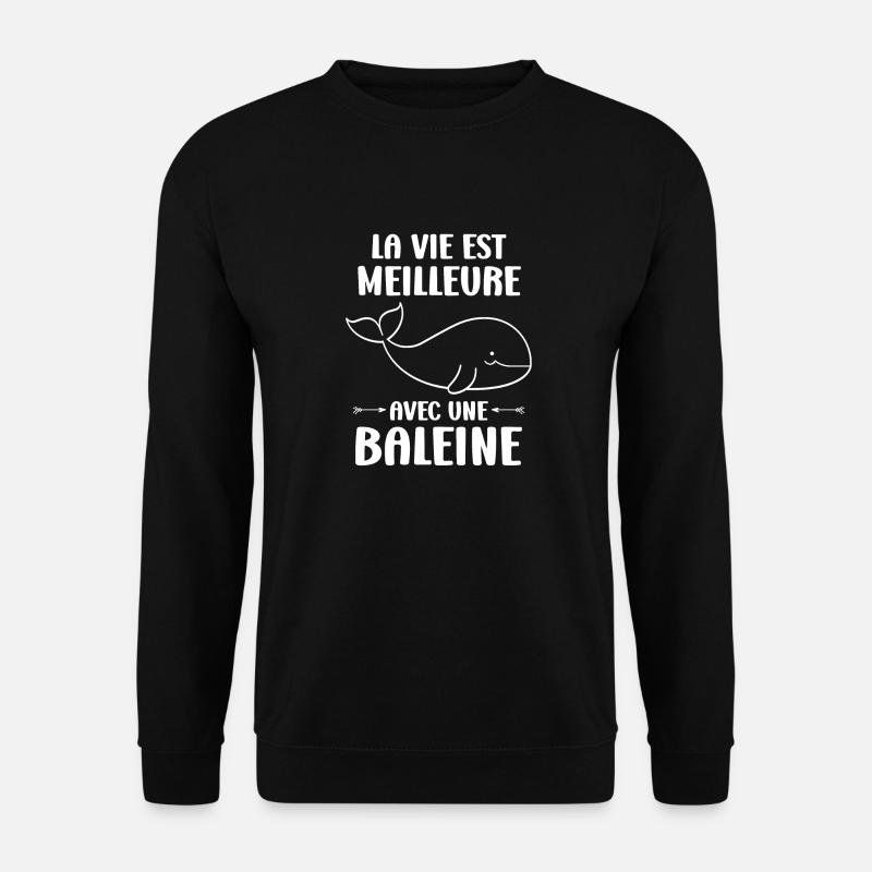 Baleines bleu Amour baleine - Sweat-shirt Unisexe - noir