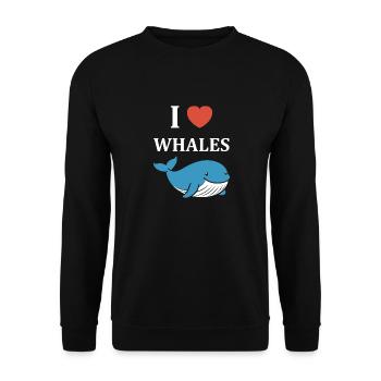 Baleines bleu Amour baleine - Sweat-shirt Unisexe - noir - Devant - Alina (178cm) & Michal (187cm)