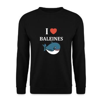 Baleines bleu Amour baleine - Sweat-shirt Unisexe - noir - Devant - Alina (178cm) & Michal (187cm)