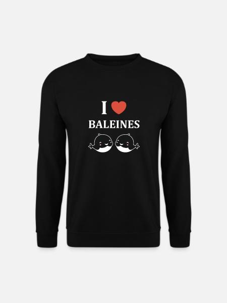 Baleines bleu Amour baleine - Sweat-shirt Unisexe - noir