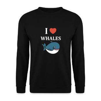Baleines bleu Amour baleine - Sweat-shirt Unisexe - noir - Devant - Alina (178cm) & Michal (187cm)