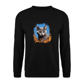 Chaton Korat Chat Korat - Sweat-shirt Unisexe - noir - Devant - Alina (178cm) & Michal (187cm)