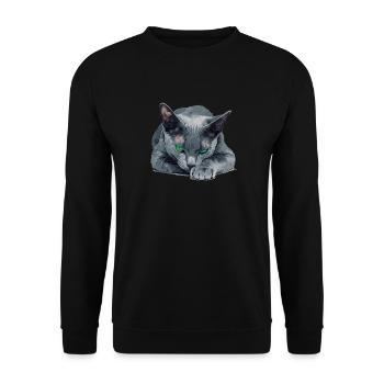 Korat Chaton Korat Chat - Sweat-shirt Unisexe - noir - Devant - Alina (178cm) & Michal (187cm)