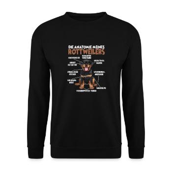 Lustiges Rottweiler Gassi T für Hundehalter Hunde - Unisex Pullover - Schwarz - Vorne - Alina (178cm) & Michal (187cm)