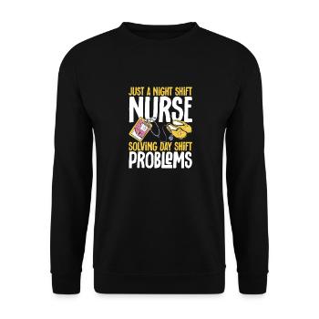 Night Shift Nurse - Unisex Sweatshirt - black - Front - Alina (178cm) & Michal (187cm)