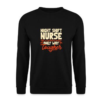Night Shift Nurse - Unisex Sweatshirt - black - Front - Alina (178cm) & Michal (187cm)