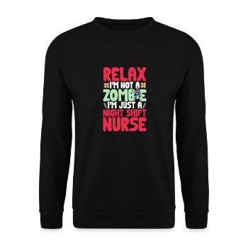 Night Shift Nurse - Unisex Sweatshirt - black - Front - Alina (178cm) & Michal (187cm)