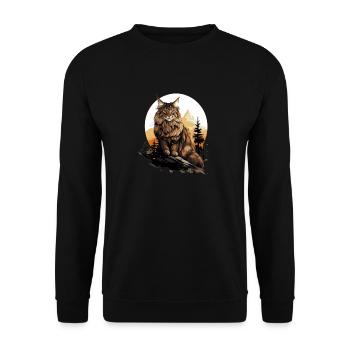 Maine Coon Kätzchen Maine Coon Katze - Unisex Pullover - Schwarz - Vorne - Alina (178cm) & Michal (187cm)