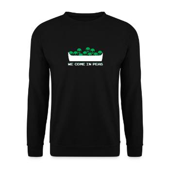 We Come In Peas TShirt Funny Extraterrestrial Life - Unisex Sweatshirt - black - Front - Alina (178cm) & Michal (187cm)