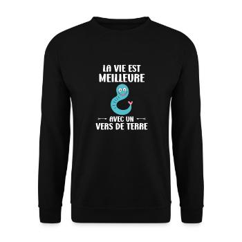 Humour ver de terre - Sweat-shirt Unisexe - noir - Devant - Alina (178cm) & Michal (187cm)