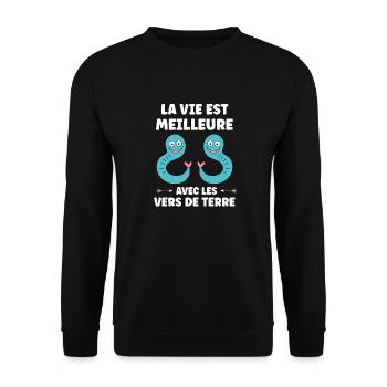 Humour ver de terre - Sweat-shirt Unisexe - noir - Devant - Alina (178cm) & Michal (187cm)