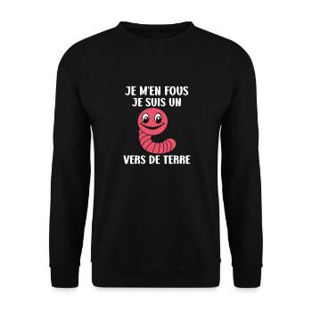 Humour ver de terre - Sweat-shirt Unisexe - noir - Devant - Alina (178cm) & Michal (187cm)
