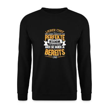 Chef Geburtstagsgeschenk & Abschiedsgeschenk - Unisex Pullover - Schwarz - Vorne - Alina (178cm) & Michal (187cm)