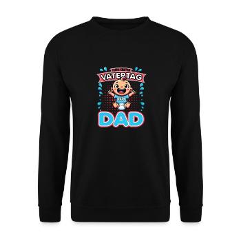 Mein Erster Vatertag als Papa 2024 - Dad - Unisex Pullover - Schwarz - Vorne - Alina (178cm) & Michal (187cm)