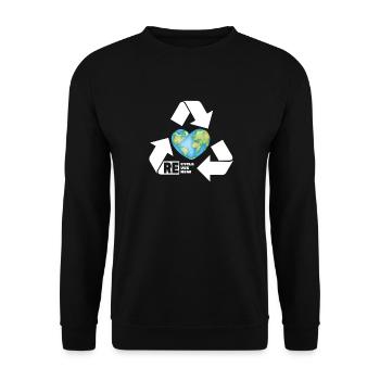 Recycler Logo Recycler Symbole Jour de la Terre - Love - Sweat-shirt Unisexe - noir - Devant - Alina (178cm) & Michal (187cm)