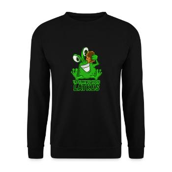 Take Me To Your Latkes T-Shirt Drôle Vert Espace - Sweat-shirt Unisexe - noir - Devant - Alina (178cm) & Michal (187cm)