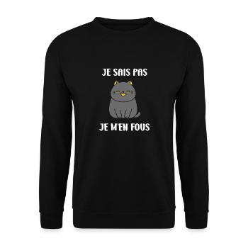 Humour chat chartreux - Sweat-shirt Unisexe - noir - Devant - Alina (178cm) & Michal (187cm)