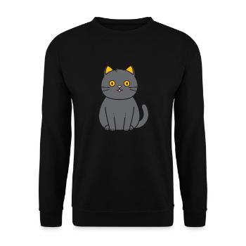 Chartreux kleine Katze - Unisex Pullover - Schwarz - Vorne - Alina (178cm) & Michal (187cm)