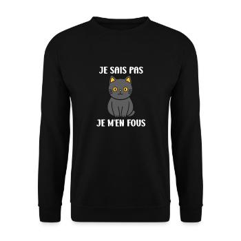 Humour chat chartreux - Sweat-shirt Unisexe - noir - Devant - Alina (178cm) & Michal (187cm)