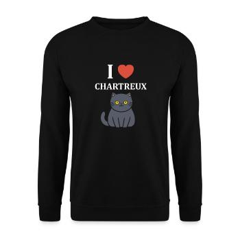 Humour chat chartreux - Sweat-shirt Unisexe - noir - Devant - Alina (178cm) & Michal (187cm)