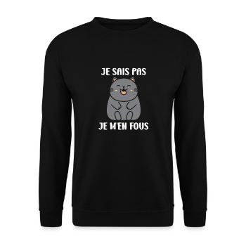 Humour chat chartreux - Sweat-shirt Unisexe - noir - Devant - Alina (178cm) & Michal (187cm)
