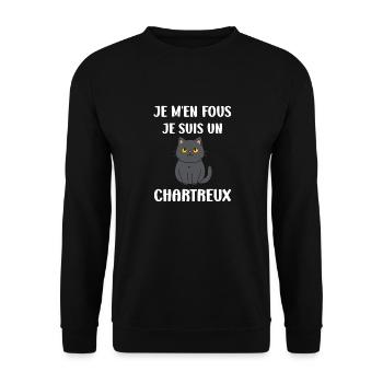Humour chat chartreux - Sweat-shirt Unisexe - noir - Devant - Alina (178cm) & Michal (187cm)
