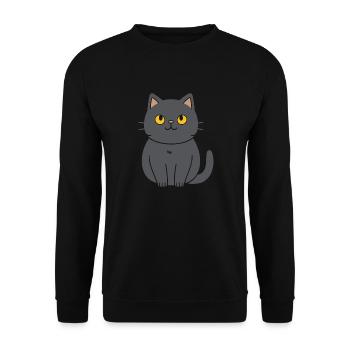 Chartreux kleine Katze - Unisex Pullover - Schwarz - Vorne - Alina (178cm) & Michal (187cm)