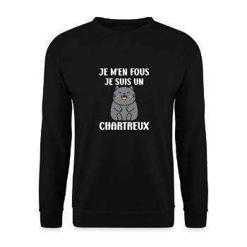 Humour chat chartreux - Sweat-shirt Unisexe - noir - Devant - Alina (178cm) & Michal (187cm)