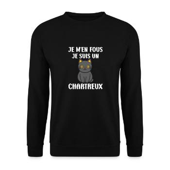 Humour chat chartreux - Sweat-shirt Unisexe - noir - Devant - Alina (178cm) & Michal (187cm)